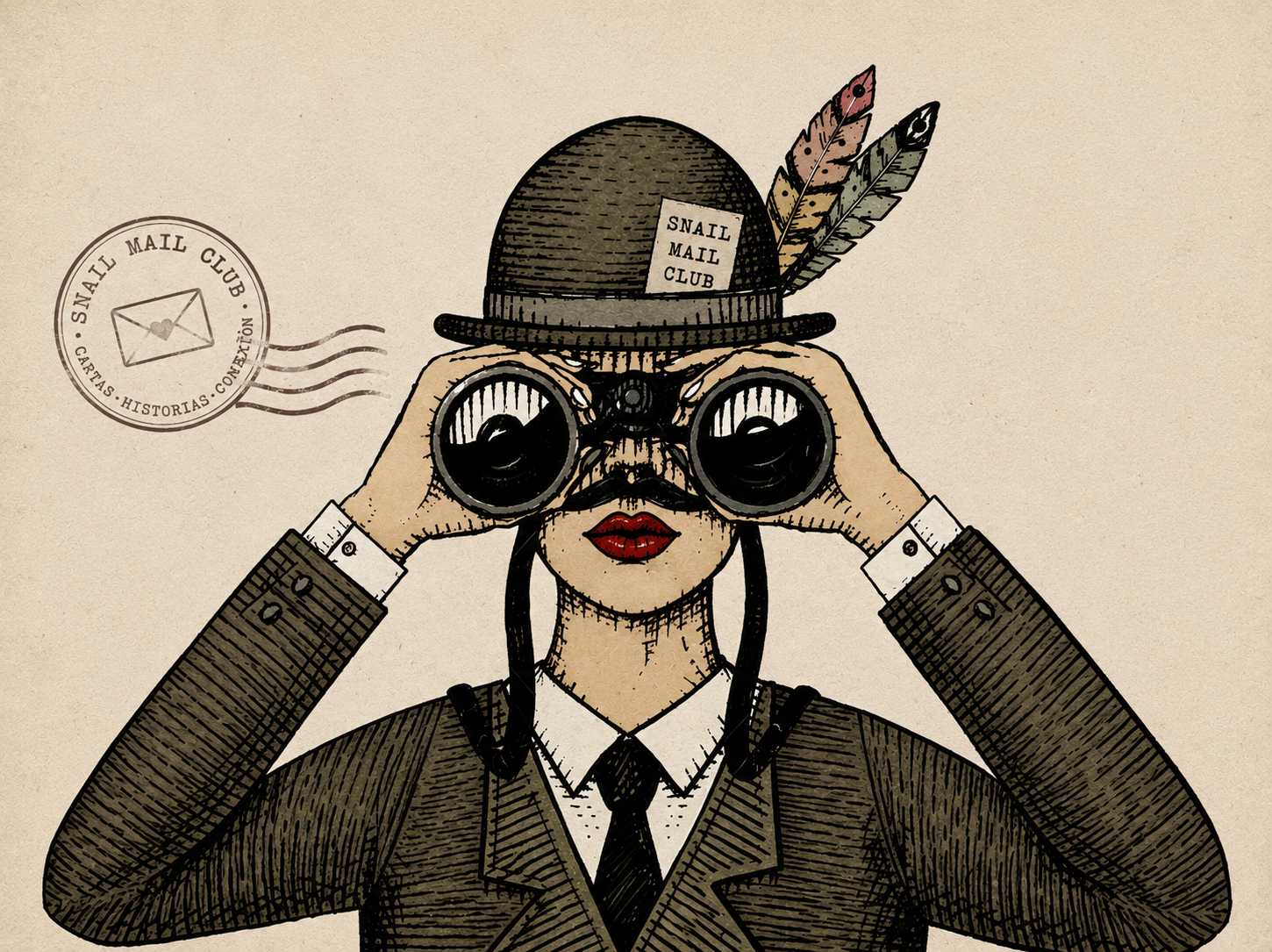 La Curiosa con prismáticos, símbolo de la Sociedad